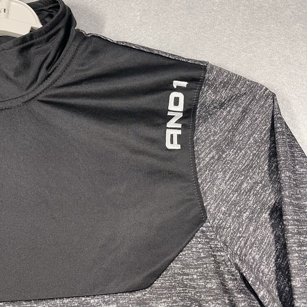AND1 Track Jacket Mens Large Black Gray Colorblock Full Zip Athletic Basketball - Picture 2 of 10